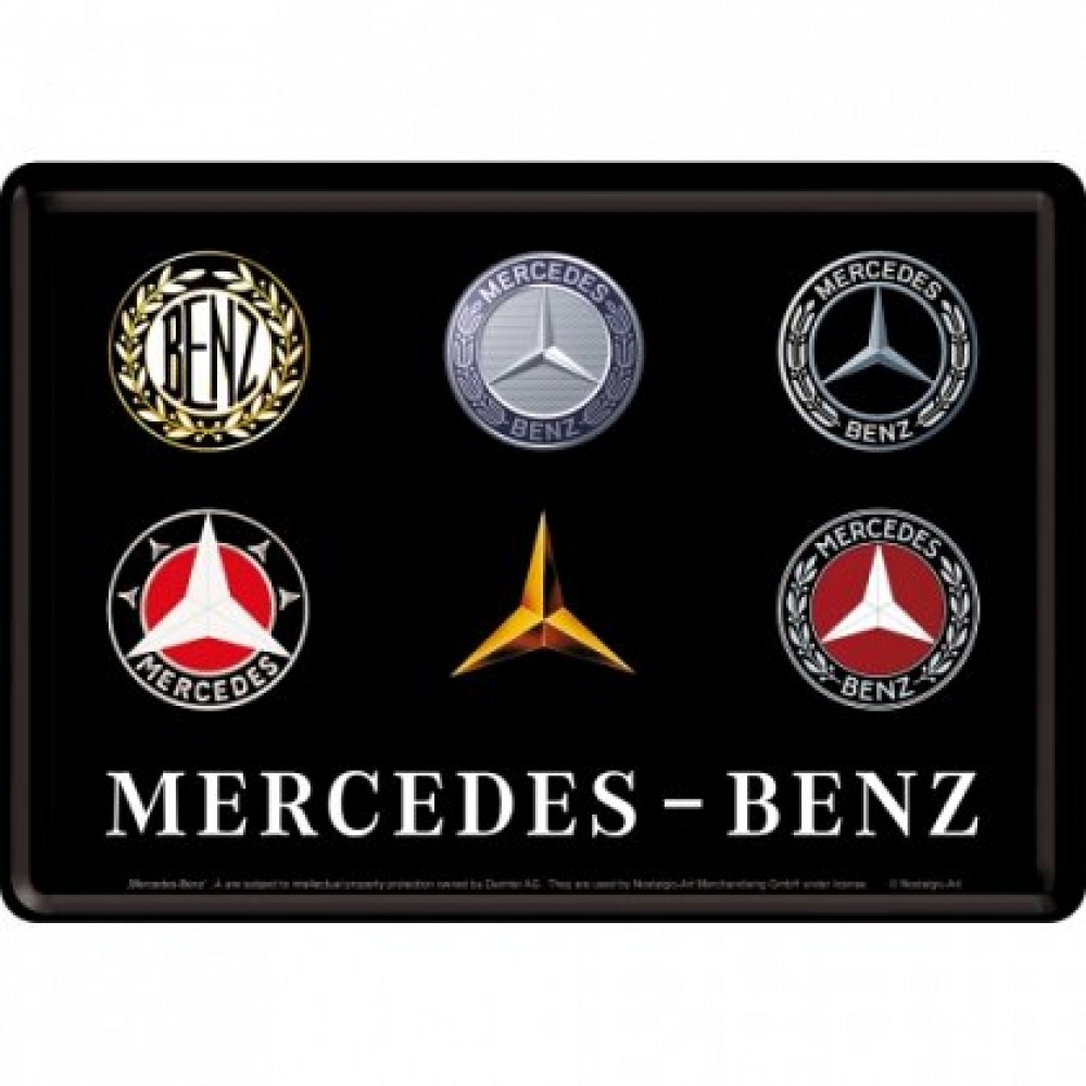 Placa metalica - Mercedes-Benz Logo Evolution- 10x14 cm